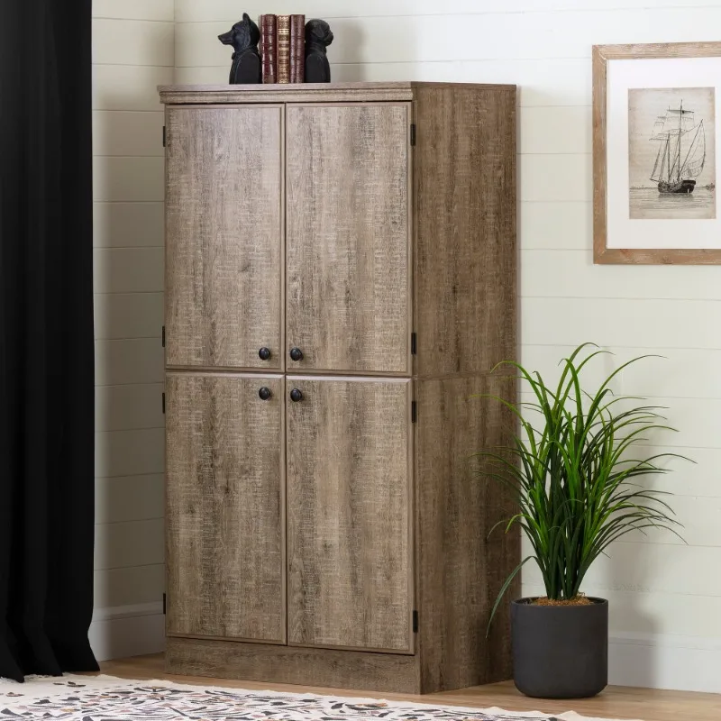 

South Shore Morgan 4-Door Storage Cabinet, Weathered Oak
