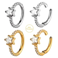 g23 titanium ear piercing earrings pentagram zircon hight segment clicker septum nose rings helix piercing tragus body jewelry