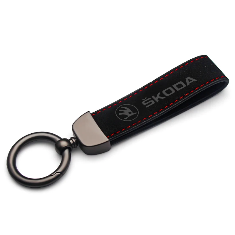 

Car Logo Keychain Suede Metal Buckle Keychain Ring Decorative Accessories For Skoda Octavia Superb Rapid Kodiaq Karoq Fabia Kami