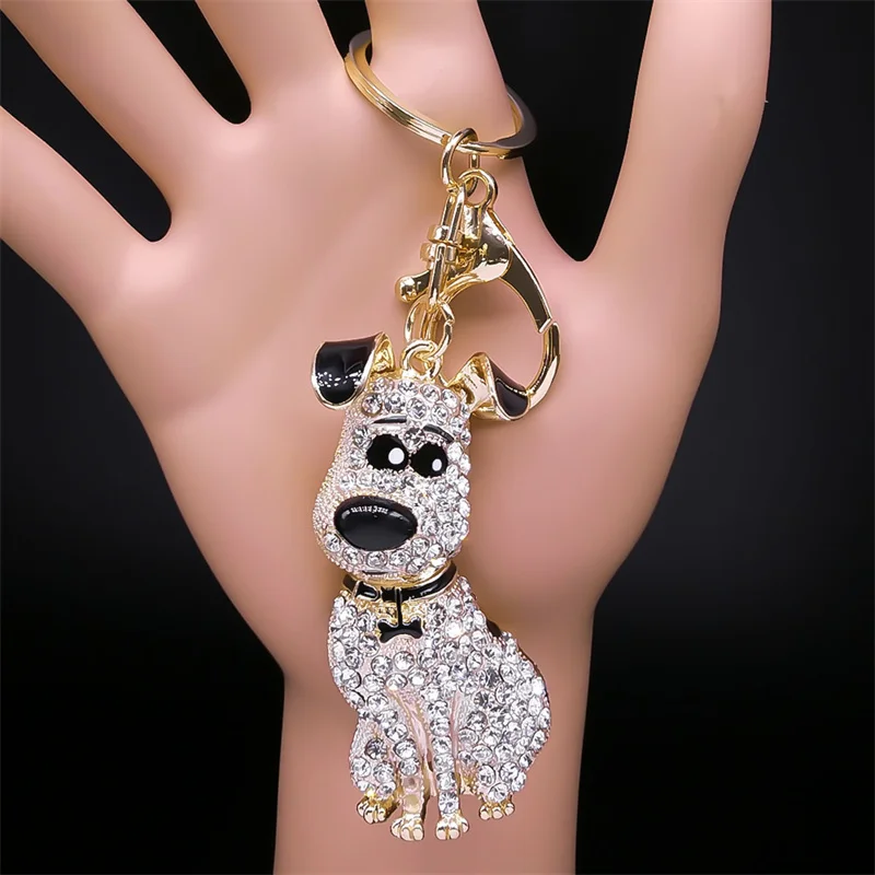

Beagle Dog Keyring Holder Rhinestone Gold Color Pet Lover Handbag Purse Key Chain Bag Charms Animal Accessories Jewelry llavero