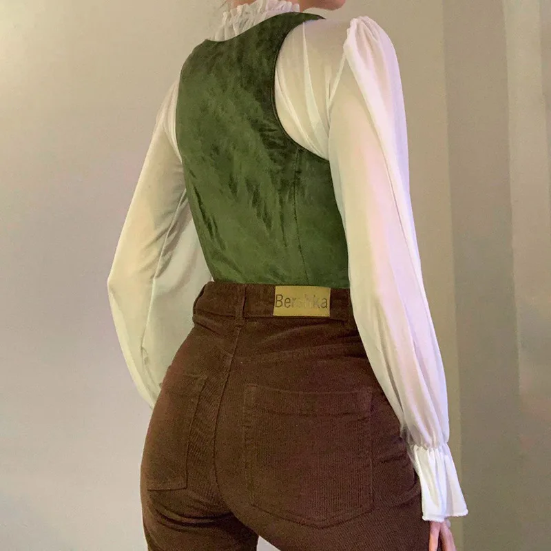 Autumn Vest Female Slim and Elegant Short Lace Wrapped Retro Court Wind Strapped Undershirt Top