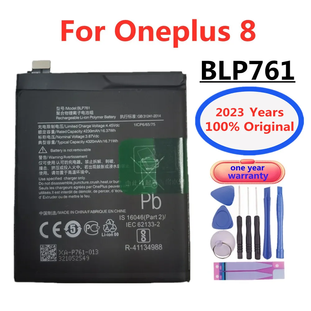 

2023 Original Replacement Battery BLP761 For OnePlus 8 Phone Battery High Capacity 4320mAh Mobile Phone Batteries With Tools