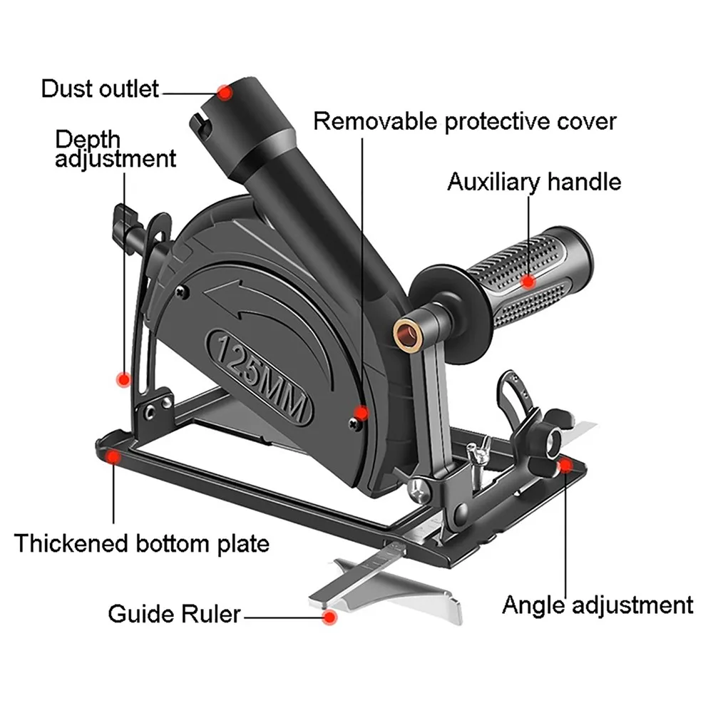 Angle Grinder Bracket Dust Cover 40mm Depth Adjustable Grinder Bracket Hand Angle Grinder Converter To Cutter for 100-125mm enlarge
