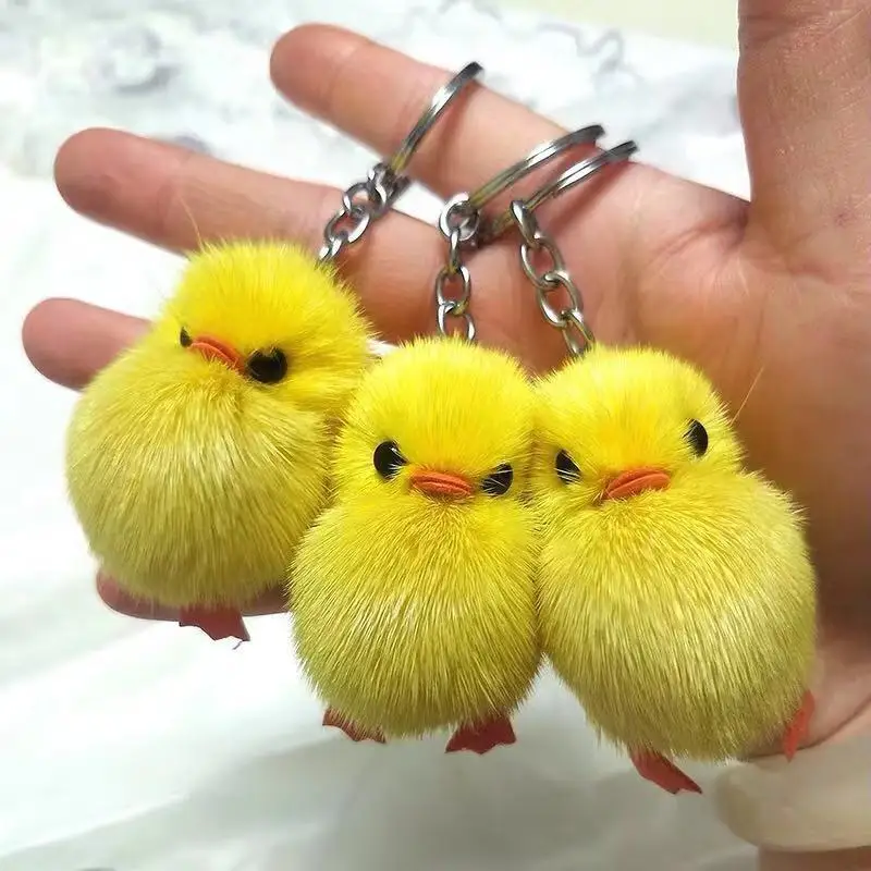 

Cute Yellow Duck Animal Plush Toy Soft Plush Stuffed Chicken Doll Toy Bouquet Decoration Car Key Ring Pendant Christmas Gift