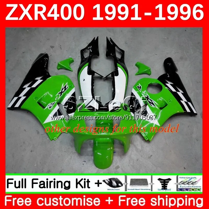 Черно-зеленый ZXR400 для KAWASAKI NINJA ZXR-400 ZXR 400 91 92 93 94 95 96 ZX4R 1991 1992 1993 1994 1995 обтекатель 97LQ.57 -
