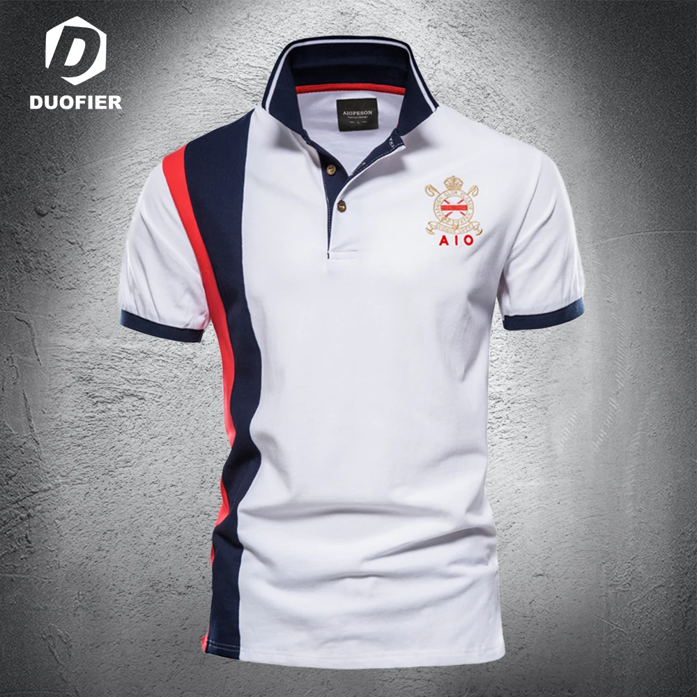 Рубашка-поло мужская с вышивкой и коротким рукавом, 100% хлопок