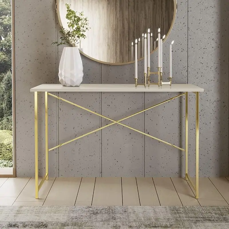 

Steel 76 cm Estilo Industrial com Pés em Aç Cor Dourado/Off White