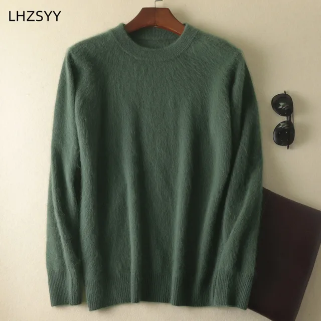 Men's 100% pure Mink Cashmere Sweater with O-Neck 3