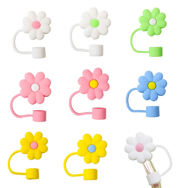 

10mm Diameter Cute Silicone Straw Covers Cap for Stanley Cup Dust-Proof Drinking Straw Reusable Straw Tips Lids