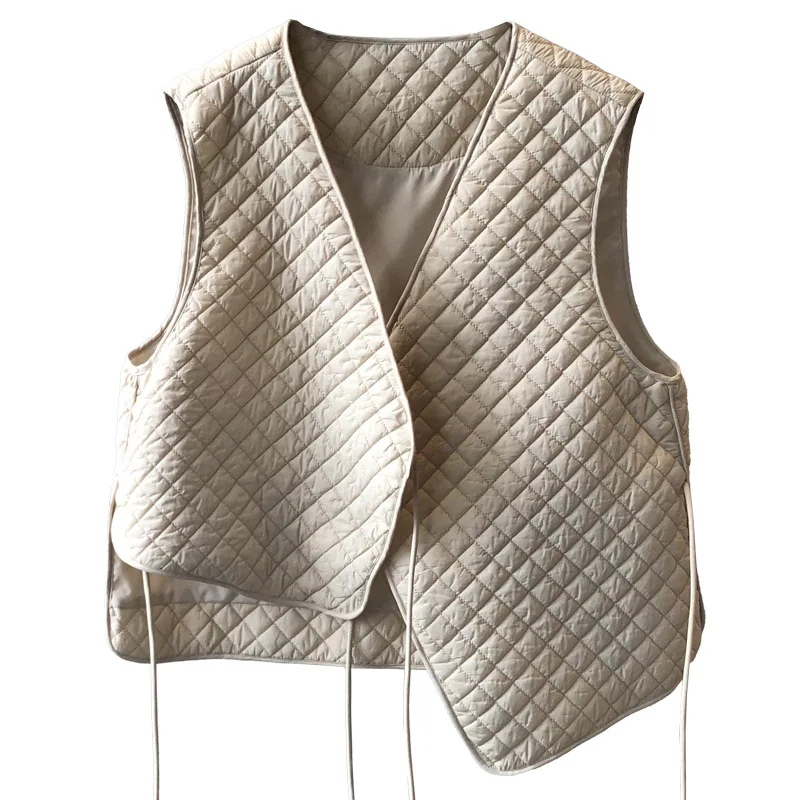 

Ringer Laced Cotton Vest Female 2022 Winter New Loose Casual Top Cotton Clothing Shoulders