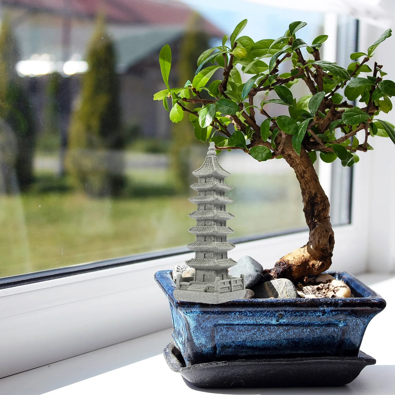 Каменный павильон украшение пагода мини-статуя елочные украшения уличный