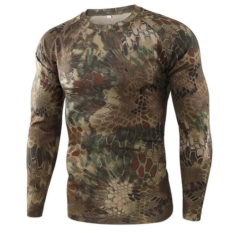 

Summer Quick-drying Camouflage T-shirts Breathable Long-sleeved Military Clothes Outdoor Hunting Hiking Camping Climbing Shirts