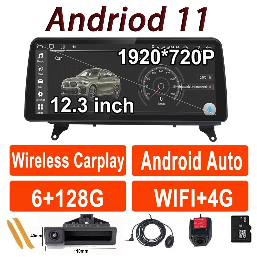 

Автомобильный плеер, 12,3 дюймов, 1920*720P, Android 10, мультимедийное радио, стерео, GPS-навигация для BMW X5 E70 X6 E71, система CCC CIC, без DVD