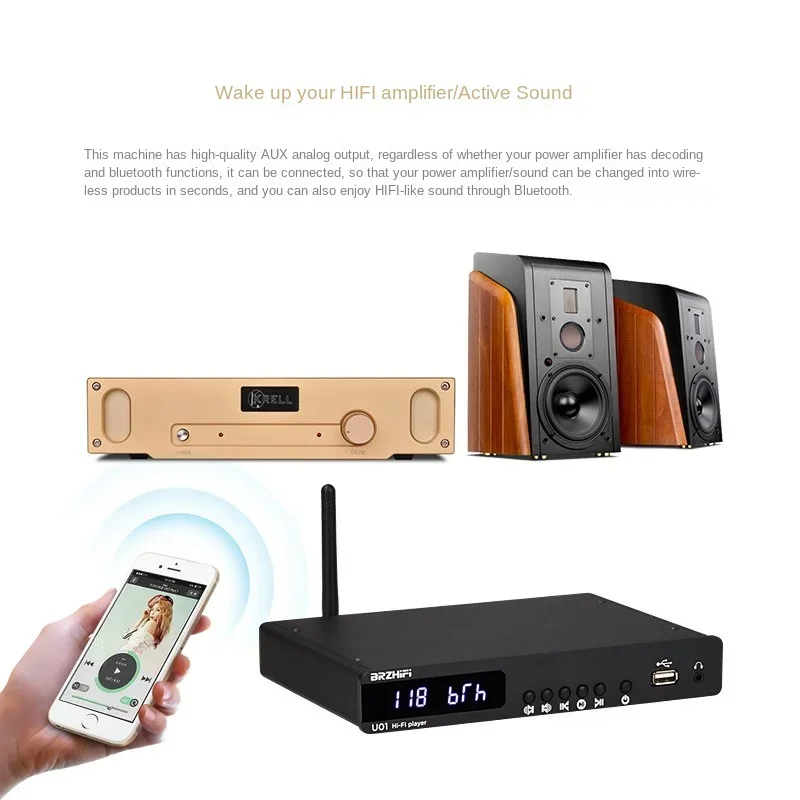 Фото BREEZE 2025 новейшая музыкальная USB-накопитель BRZHIFI U01 без потерь APE-плеер ES9038, декодер, цифровой проигрыватель, Bluetooth 5,0 №4