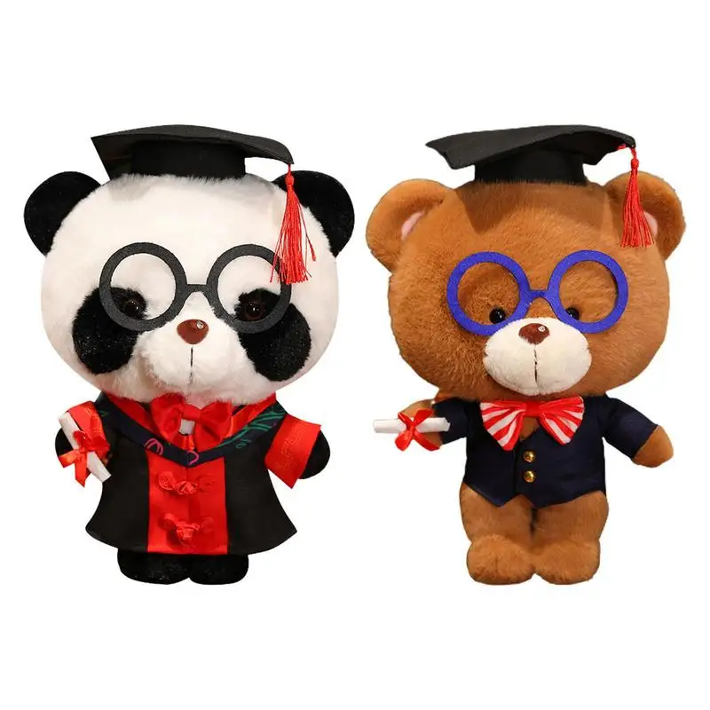 

Panda Stuffed Animal Simulation Stuffed Graduation Plushies Bear Doll Wearing Eyeglasses Caps Adorable Animal Plushies Plush