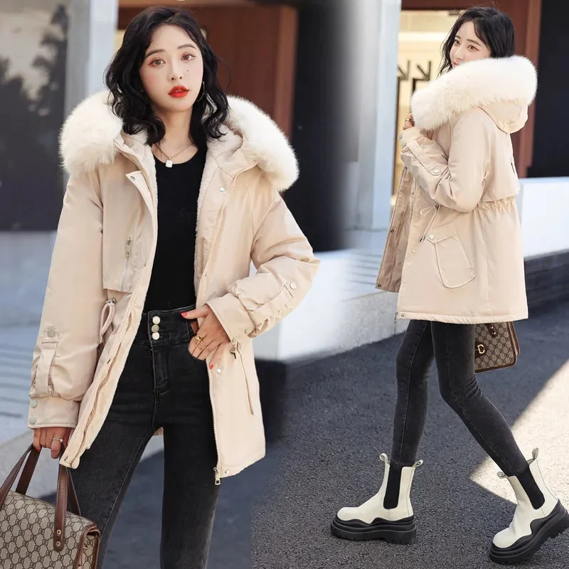 2022 New Winter Jacket Women Parka Fashion Long Winter Coat Women Clothing Wool Liner Hooded Parkas Slim With Fur Collar Warm