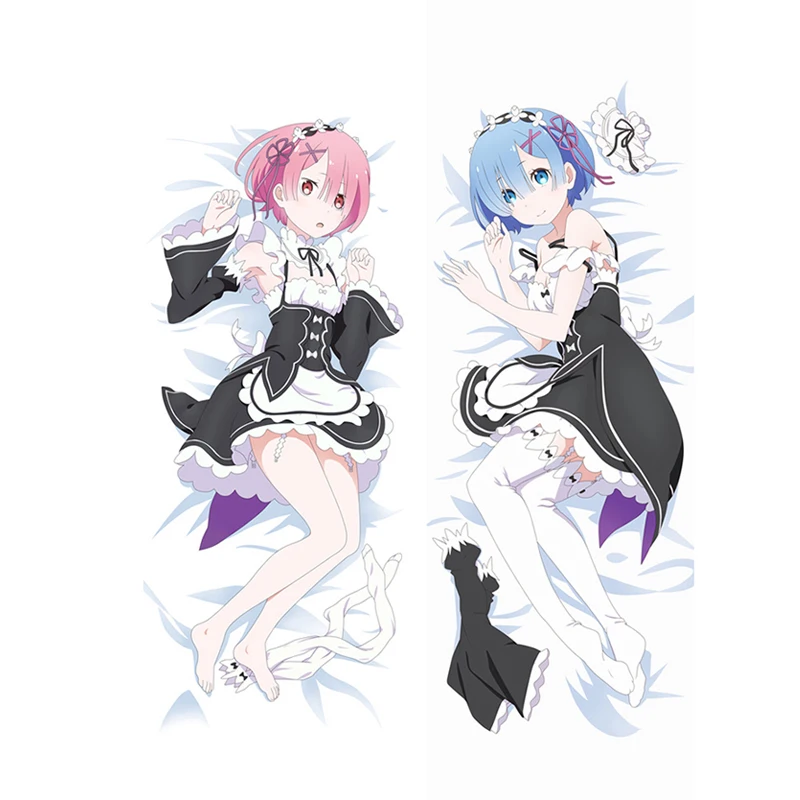 

Ram Rem Twins Hugging Body Pillowcase Anime Re:life In a Different World From Zero Dakiamkura Pillow Cover Otaku Japanese Style