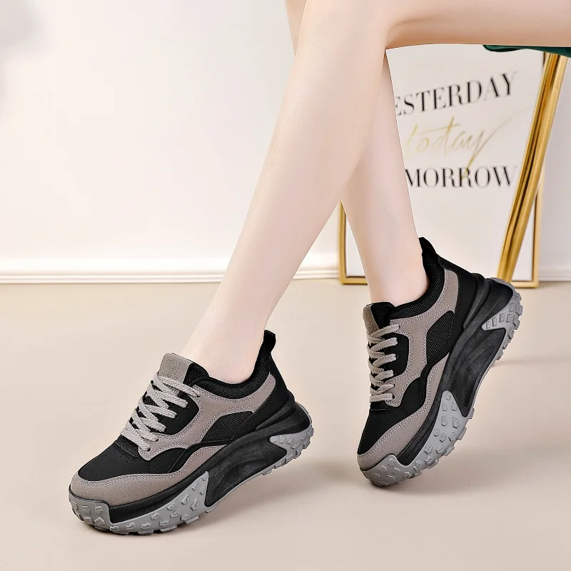 

Canvas Platform Shoes For Women 2022 Autumn Height Increase Chunky Heels Women Vulcanized Shoes Fashion Breathable Casual Shoes