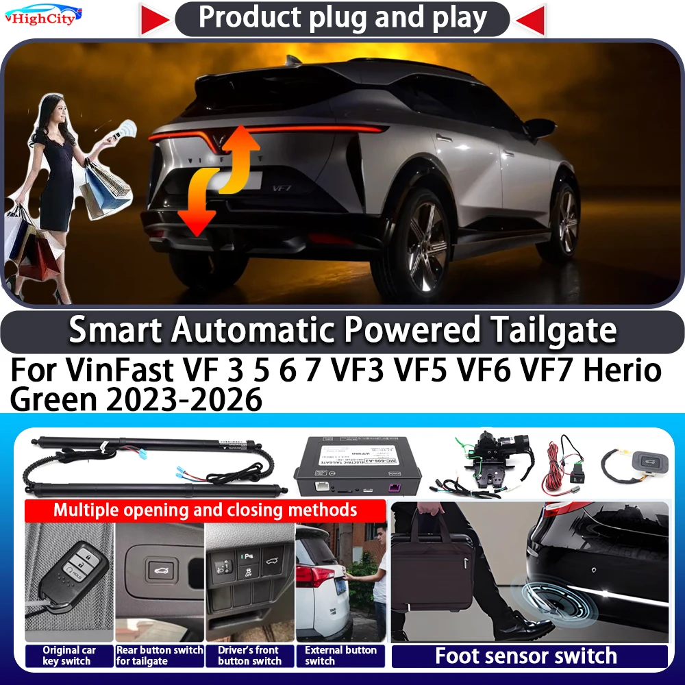 Фото Для VinFast VF 3 5 6 7 VF3 VF5 VF6 VF7 Herio Green 2023-2026 Smart Автоматический ключ задней двери Комплект подъема багажника Power Tailgate №1