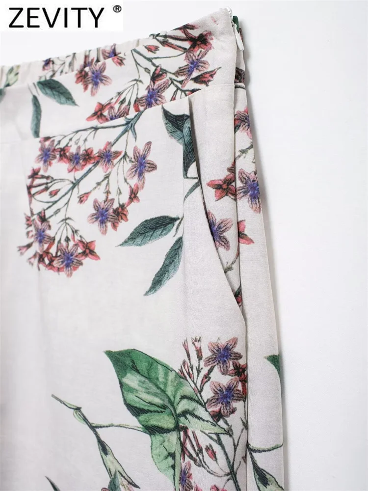 Женские прямые брюки ZEVITY с цветочным принтом