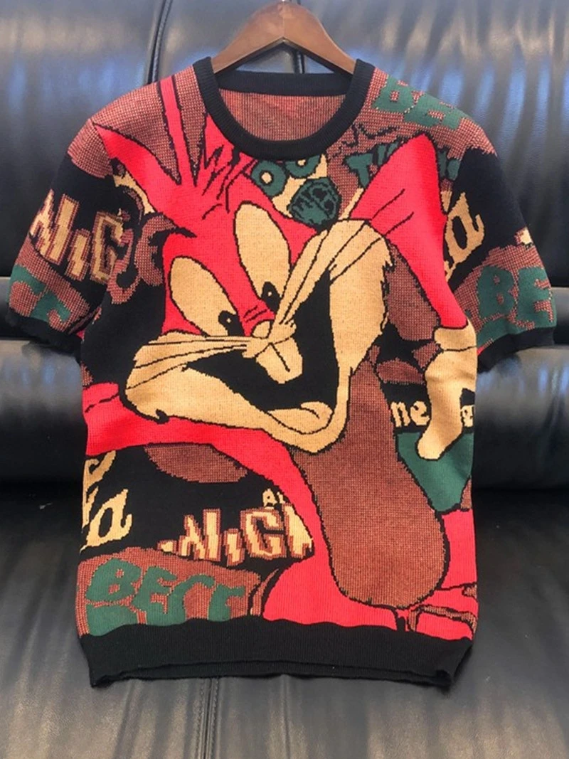 

Новый пуловер для гольфа, мужской зимний модный трендовый жаккардовый свитер для пар с коротким рукавом, популярный в Интернете утепленный вязаный пуловер с коротким рукавом