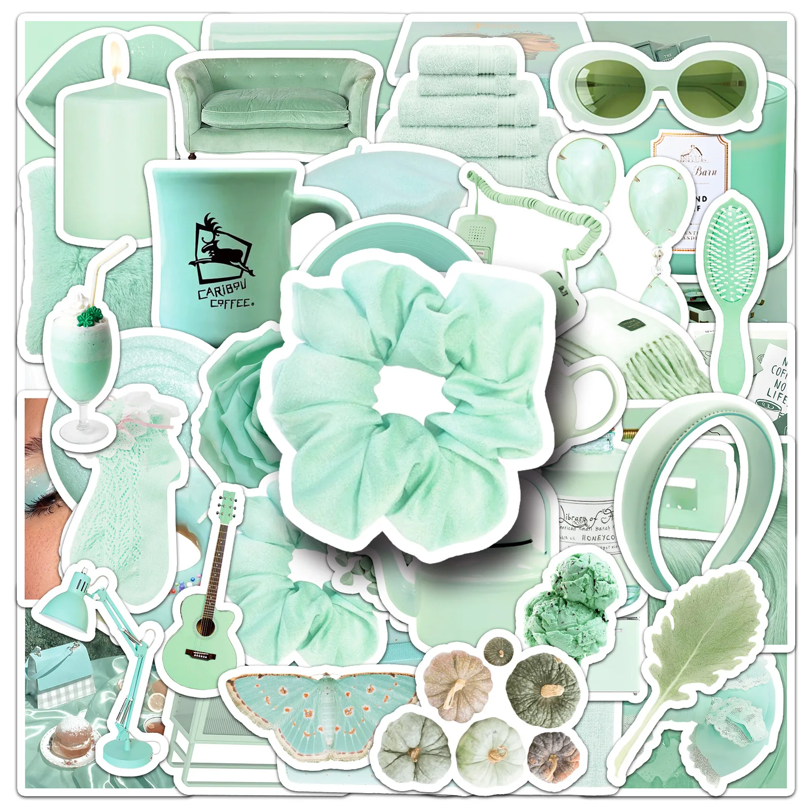 10/30/50 шт. мятно-зеленый Ins стиль мультфильм граффити наклейки DIY телефон гитара