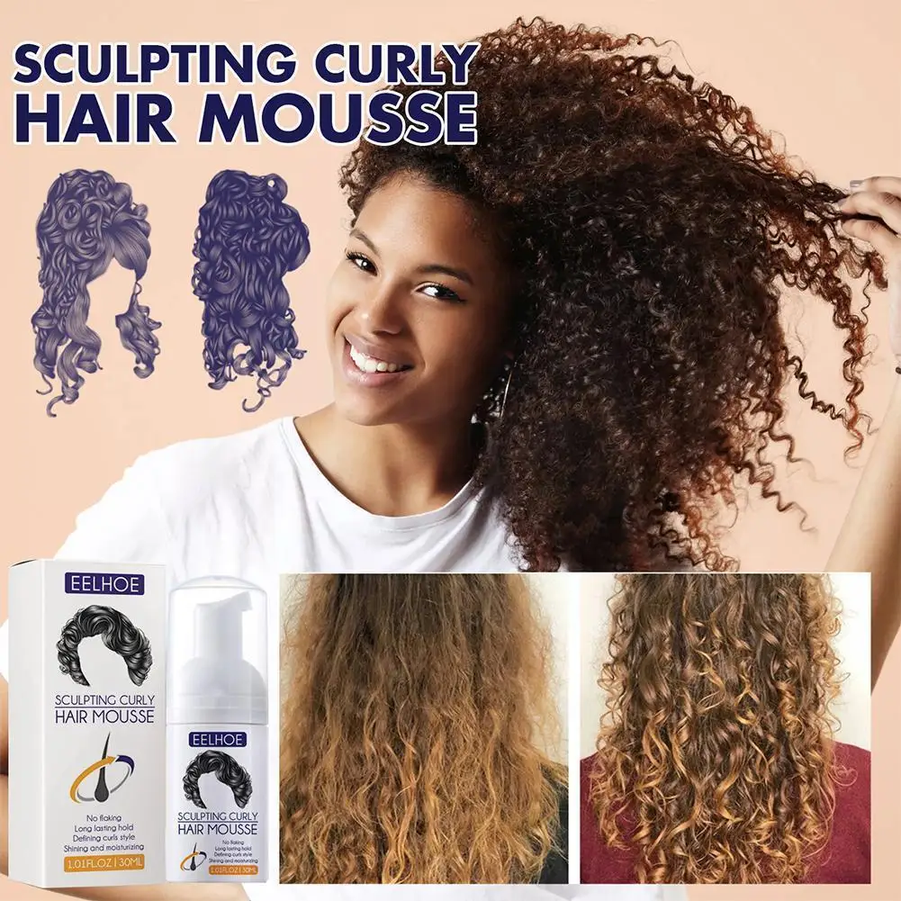 

30ml Hair Curl Mousse Natural Curl Boost Sculpting Hair Bounce Cream for Female Repair Curling Essence Hair Care Elasting Y0B6