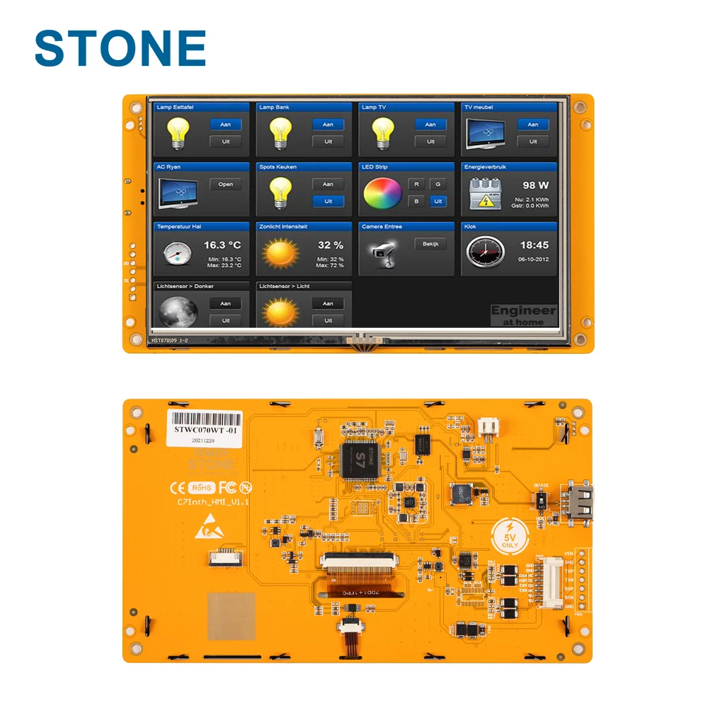 7 Inch TFT LCD Display Module with RS232/RS485/TTL/USB Interface & Controller & Touch Screen