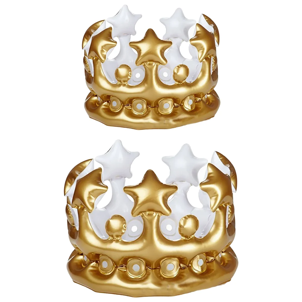 

2 Pcs Birthday Party Inflatable Royal Crowns For Kids Infant Boy Toys Wedding Banquet Princess