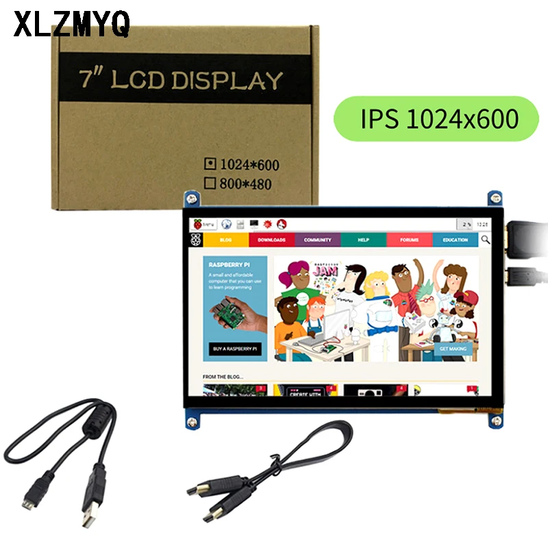 Портативный ЖК-дисплей 1024x60 0 7-дюймовый сенсорный дисплей HDMI панель с сенсорным