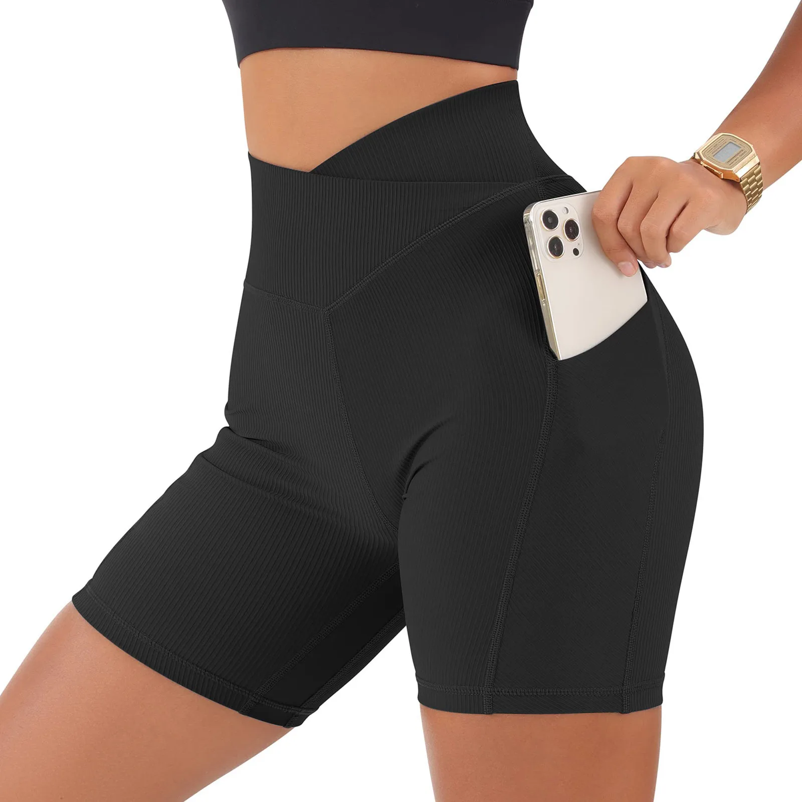 

Leggings Women High Waist Yoga Sport Shorts Biker Shorts Women Sports Leggings For Tights Fitness Cross Waist Pocket Yoga Pant