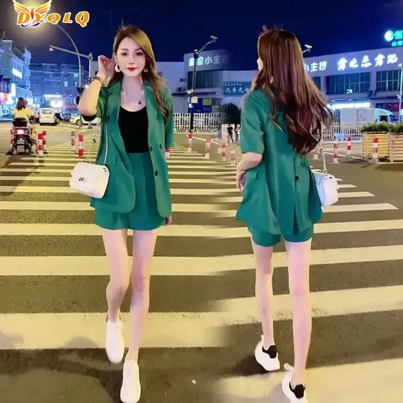

Fashion Two-piece Women's 2022 Summer New Korean Version Of The Western Style Casual Two-piece Shorts Women's Sportswear Suit