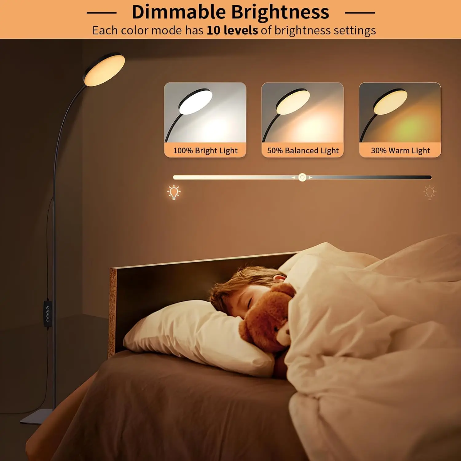 Лампа напольная с регулируемой яркостью и цветовой температурой 3000-6000K