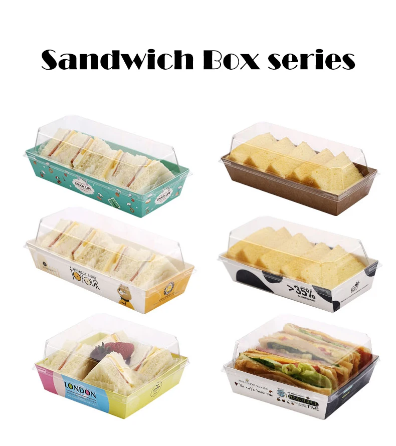 

100 Sets Sandwich Paper Packaging Box Bread Dessert Baking Cake Pastry Dessert Food Box