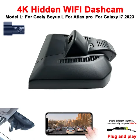 Для Geely Boyue L, для Atlas pro, для Galaxy l7 2023 4K 2160P Plug and Play, Автомобильный регистратор, Wifi видеорегистратор