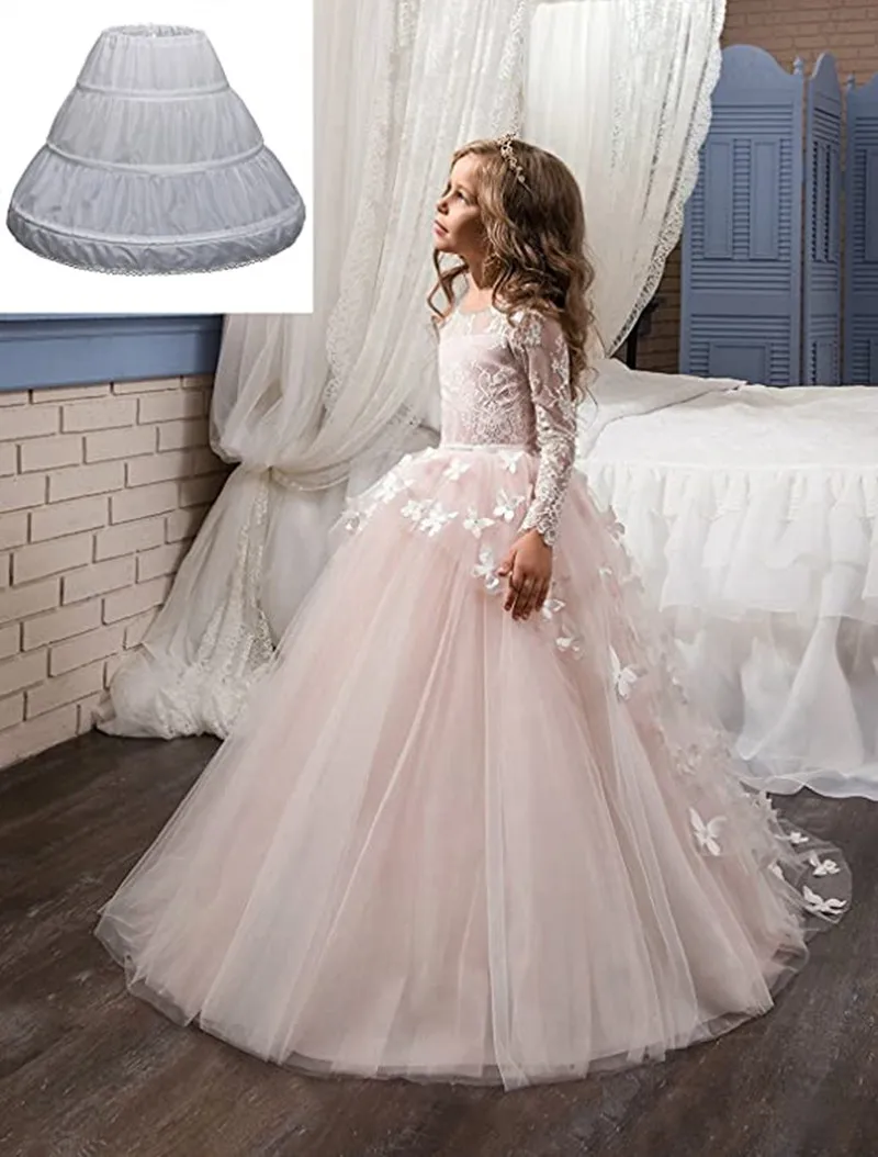 Белая подъюбник для детей юбка кринолин Cancan Slip Mariage 3 обруча свадебные аксессуары
