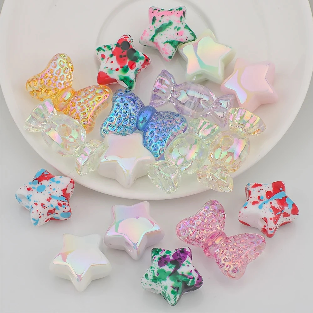 10 Шт. Акриловые Бусины Разных Форм-бабочки Конфеты Звезды Для Самостоятельного