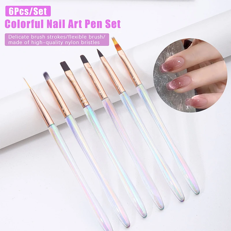 6 шт./набор кисточки для дизайна ногтей