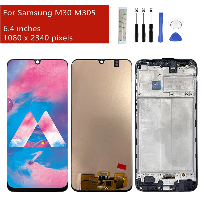 

For Samsung Galaxy M30 2019 M305 LCD Display Touch Screen Digitizer Assembly With Frame Replacement 100% Tested M30 lcd 6.4"
