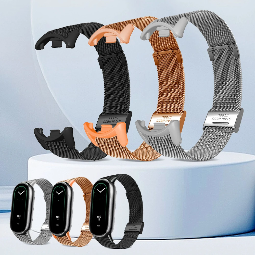

New Milanese Loop Strap For Xiaomi Mi Band 8 Bracelet Stainless Steel Quick Release Pulseira Miband8 NFC Belt Correa Accessories