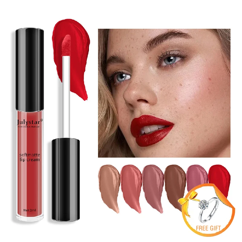 

6 Color Lip Gloss for Women Makeup Non Stick Cup Matte Lip Glaze Daily Party Banquet Beauty Cosmetics Gift Wholesale