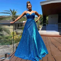 2022 summer royal blue prom dress casual sexy giltter halter hollow vestidos women party ball gown night formal robe