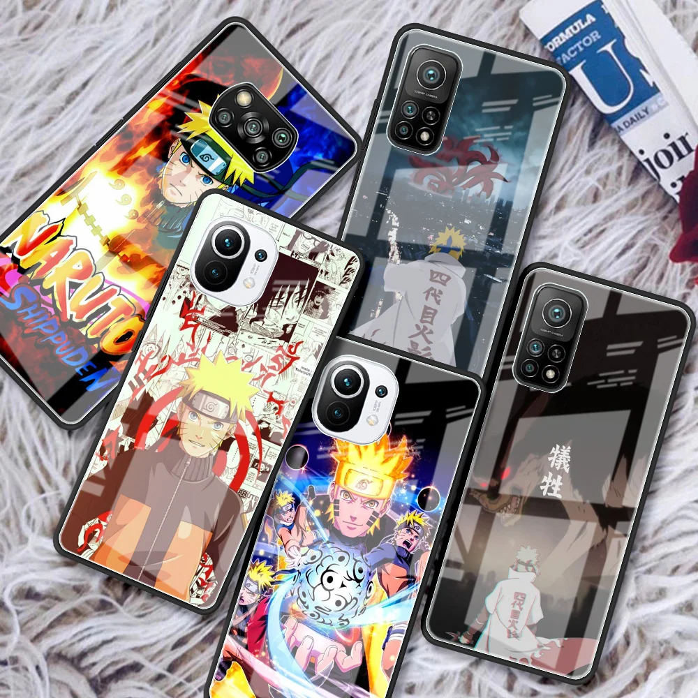 

Glass Case Xiaomi Mi Poco X3 NFC 11 Lite 11T 10T 9T Redmi Note 11 10 Pro 10S 9S 8 K40 9A 9C 9T Phone Cover Anime Cartoon Naruto