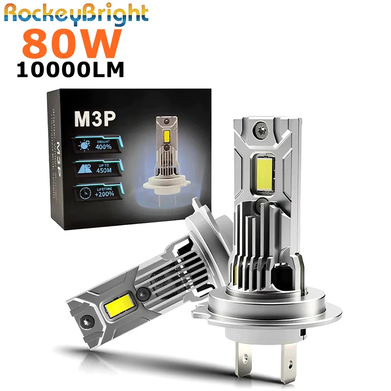 

2 шт. 80 Вт M3P H7 светодиодная лампа для фар мини беспроводная 6000K CSP для автомобильных фар автодиодные лампы H7 Turbo Led 12 В автомобильные