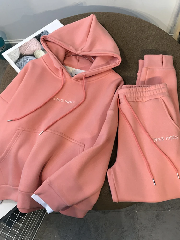 

Autumn Winter New Women's Loose Hooded Thermal Pants Set Fall Outfits Two Piece Sets Womens Outifits 2 Piece Sets Womens Outfits