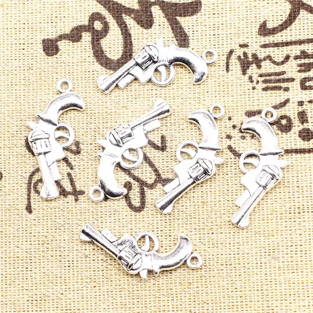 

Gun Phone Charm Pendant Diy Accessori 15X27mm Antique Silver Color 10 Pieces