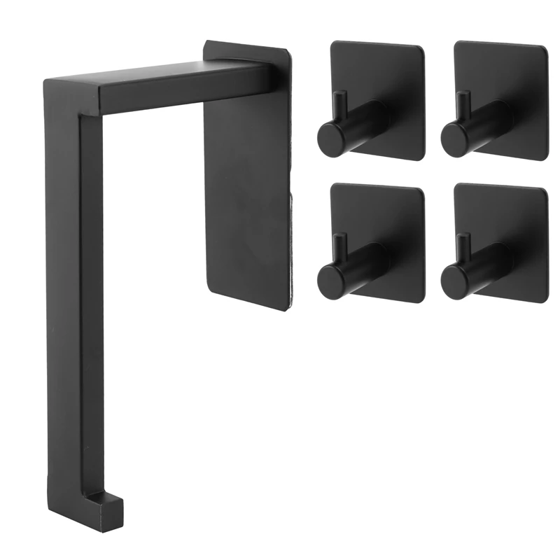 

Toilet Paper Holder Self Adhesive Toilet Paper Roll Holder For Bathroom Washroom Kitchen Stick On Wall Mount Matt Black