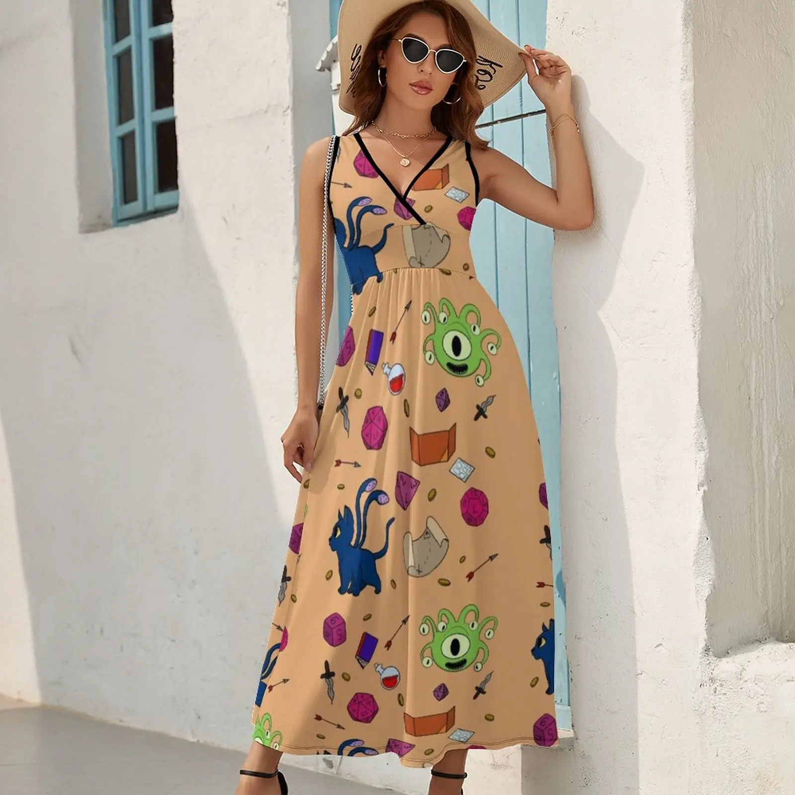 Милое женское платье без рукавов с рисунком DnD женская одежда трендовые женские
