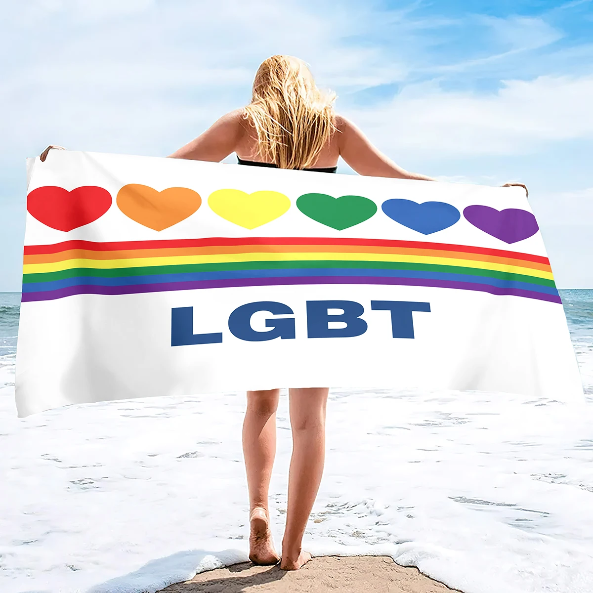

Радуга, Гей ЛГБТ парадное пляжное полотенце, большого размера, пляжное полотенце из микрофибры, пляжное одеяло без песка, легкое