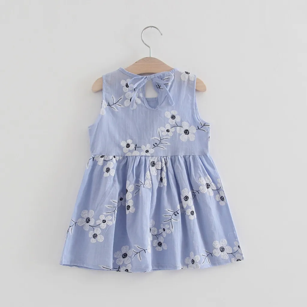 Детское хлопковое платье без рукавов с принтом вишни |